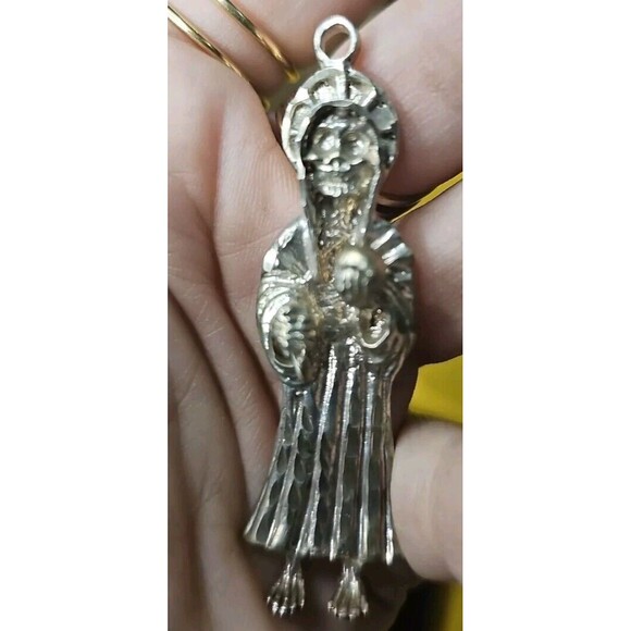 Santa Muerte Grim Reaper Santisima Muerte 925 Silver Pendant Charm Muerte Dije - Picture 7 of 9